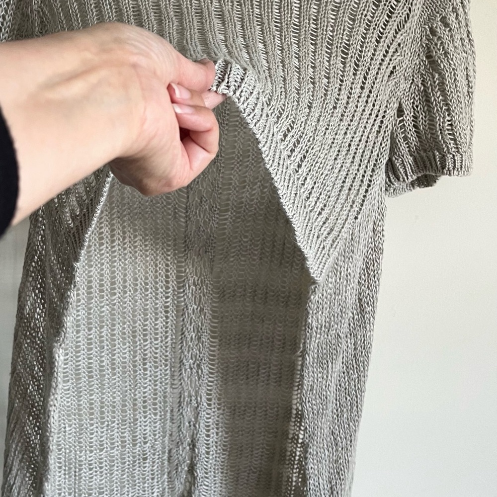 Sundance Light Gray Linen boho fun Backless Crochet Knit Top Womens sz Large GUC - Picture 8 of 15